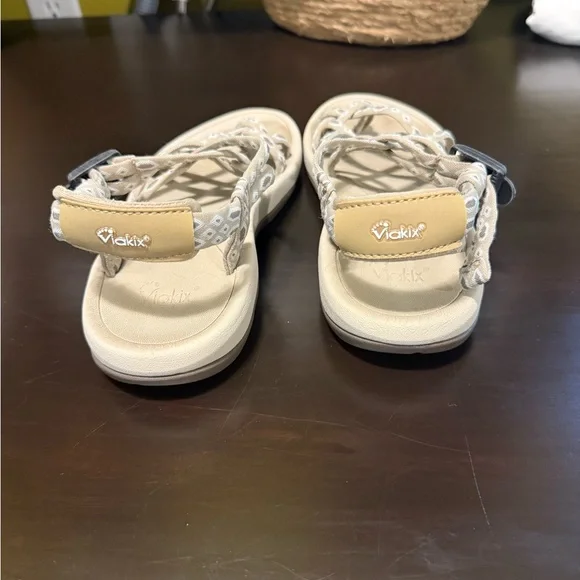 Cream Sandals with Adjustable Straps and Contoured Footbed - Picture 3 of 3